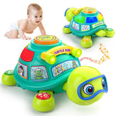 ToddlerCley Musical Turtle front view with bright colors for tummy time