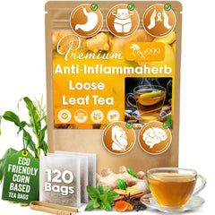 TOG999 Anti-Inflammaheb tea bags packaging highlights sustainable materials for eco-friendly use.