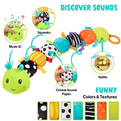 TOHIBEE growth-measuring caterpillar helps track baby height during tummy time
