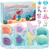 Toidgy Mermaid Bath Bombs 8-pack melting into colorful bubbles during bath time