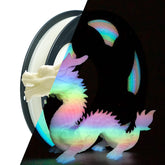 Toksen3D glow gradient rainbow filament glows in the dark for striking nighttime visuals.