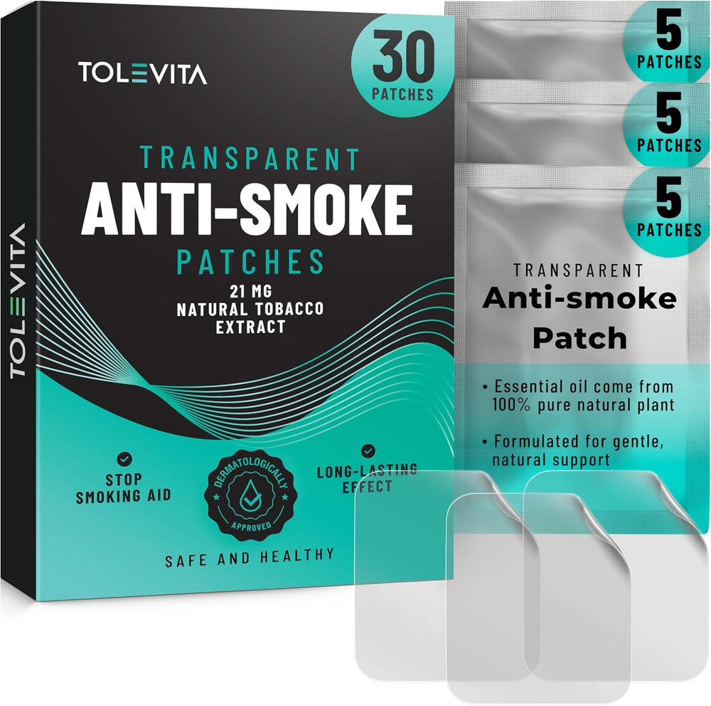 TOLEVITA anti-smoke patches packaging with a 30-day supply.