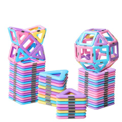 Tolnetr Magnetic Tiles pastel castle assembly for creative play and spatial skills.