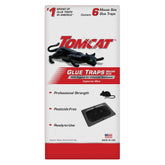 Tomcat Glue Traps packaging shows ready-to-use setup for quick pest control.