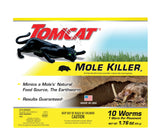 Tomcat Mole Killer ready-to-use worm-bait strips pack enabling quick mole baiting.