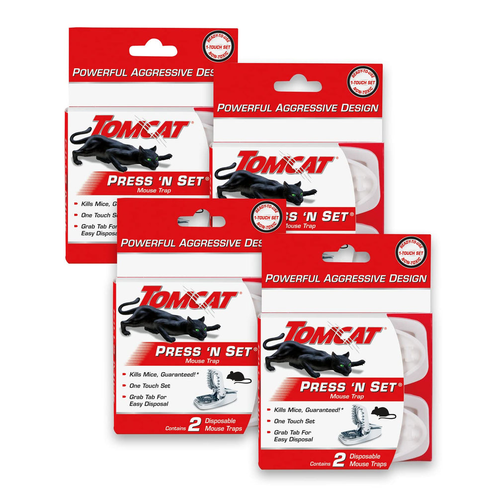 Tomcat Press 'N Set mouse trap front view showing easy setup for quick placement