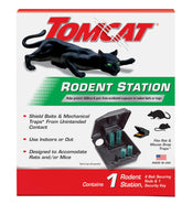 Tomcat Rodent Station weatherproof outdoor housing suitable for yard or garage use.
