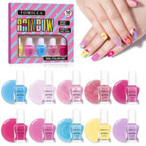 TOMICCA Kids Nail Polish 10-color rainbow pack for playful nail art.