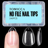 TOMICCA short almond nail tips box front view for quick at-home manicures