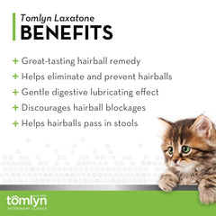 Close-up of Tomlyn Laxatone tuna-flavored gel texture for easy administration.