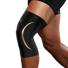 Tommie Copper knee sleeve front view with non-slip fit for secure comfort.
