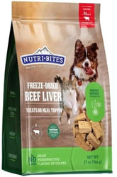 Tomo Wellness NutriBites packaging shows high-protein beef liver treats for dogs and cats.