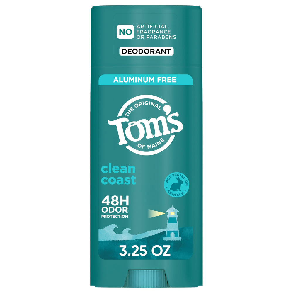 Tom’s of Maine Clean Coast deodorant stick delivers daily freshness with a smooth glide.