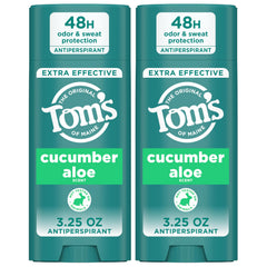 Tom's of Maine cucumber aloe antiperspirant stick front for all-day freshness.