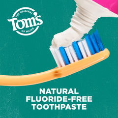 Tom's of Maine fluoride-free label closeup emphasizing natural ingredients