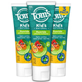 Tom's of Maine Kids toothpaste orange mango tube closeup for daily brushing with a natural flavor.