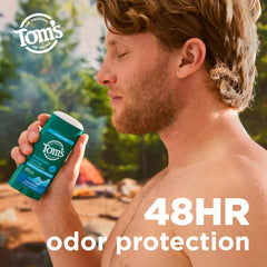 Cap-on Tom's of Maine Mountain Spring deodorant stick showing clear application.