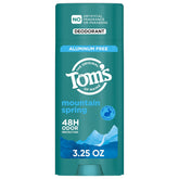 Tom's of Maine Mountain Spring deodorant stick front view showing aluminum-free protection.
