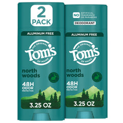 Tom’s of Maine North Woods deodorant stick front view with 48-hour protection.