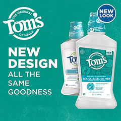 Tom's of Maine Sea Salt Mouthwash refreshing mint bottle ready for daily use