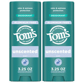 Tom's of Maine unscented deodorant bottle offers aluminum-free odor protection daily.