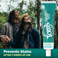 Tom’s of Maine Whiten Plus toothpaste-brighten-dentition suggests a brighter smile after routine use