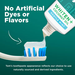 Close-up of Whiten Plus toothpaste texture showing gentle cleansing