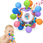Tonberless baby teether 360-degree rotary ball soothes gums and promotes early exploration.
