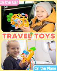 Tonberless sliding bunny and textured ends engage sensory exploration