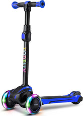 TONBUX Kids Scooter blue side view highlights adjustable height for growing riders.