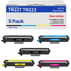 Toner H-Party TN-227BK black toner pack for Brother printers with high yield.