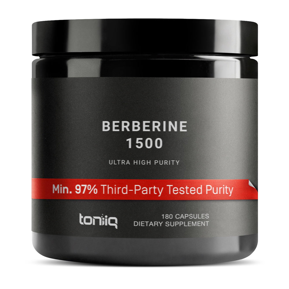 Toniiq Berberine HCl Himalayas bottle shows high-purity extract for daily wellness.