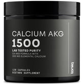 Toniiq Ca AKG 1500mg bottle with high-purity capsules for daily use.
