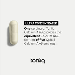 Toniiq Ca AKG label detail highlights 1500mg per serving and purity.
