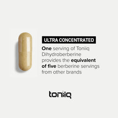 Toniiq Dihydroberberine GlucoVantage label detail shows premium extracts