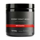 Toniiq horny goat weed bottle shows concentrated 60:1 extract for potent everyday support.