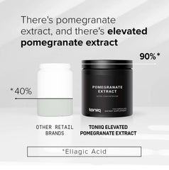 Toniiq Pomegranate Extract ellagic acid 90 percent label signals high potency.