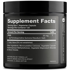 Toniiq PQQ capsules in a serving shot, ready for daily use.