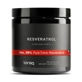 Toniiq resveratrol capsules bottle front view with high purity formula