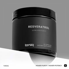 Toniiq Resveratrol label confirms 98 percent trans-resveratrol purity