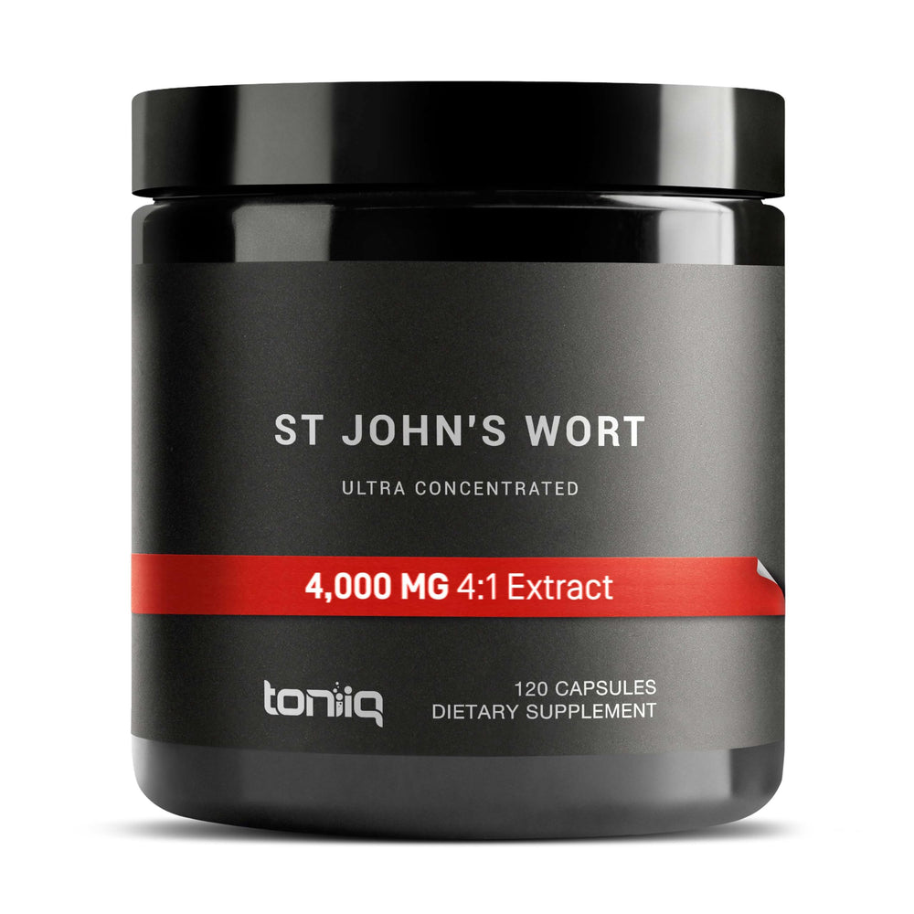Toniiq St. John's Wort capsules bottle for convenient daily mood support.