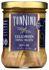 Tonnino Tuna Fish Pole and Line olive oil pack on shelf for convenient meals