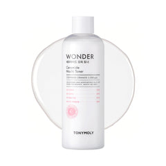 TONYMOLY Wonder Ceramide Mochi Milky Toner bottle delivering deep hydration for dry skin.