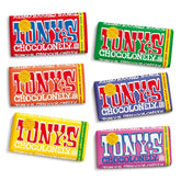 Tony's Chocolonely classic milk chocolate bar image for everyday snacking.