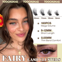 TOOCHUNAG C-curled lash clusters 9-12mm pack for everyday wear.