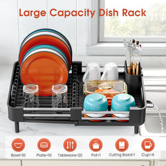 TOOLF dish drying rack protective cover prevents scratches on delicateware.