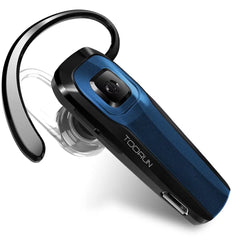TOORUN M26 Bluetooth earpiece blue close-up for hands-free calls.