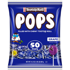 Tootsie Pops grape coating with a chocolatey center for a chewy indulgent bite.