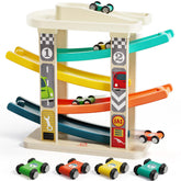 TOP BRIGHT toddler race track rooftop parking for organized play and easy car storage