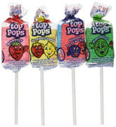 Top Pops Taffy Pops assorted flavors box showcases variety for gatherings.
